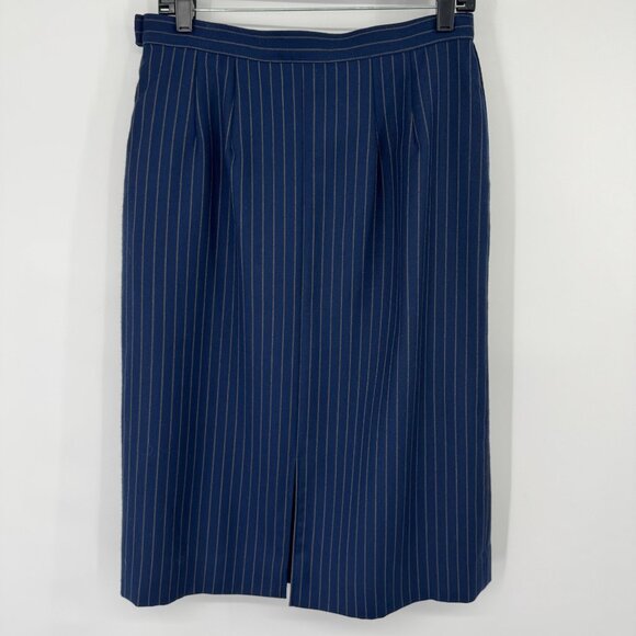 Pendleton Womens Wool Navy Blue Pinstripe Skirt Size 14 Made In USA - Picture 10 of 12